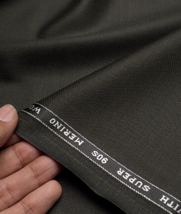 Panero Italy Super 100's Structured 20% Merino Wool Suiting Fabric (Dark Green)