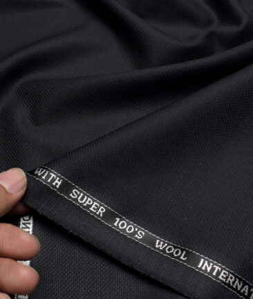 Panero Italy Super 100's Structured 20% Merino Wool Suiting Fabric (Black)