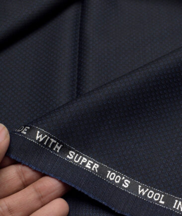 Panero Italy Super 100's Structured 20% Merino Wool Suiting Fabric (Dark Blue)