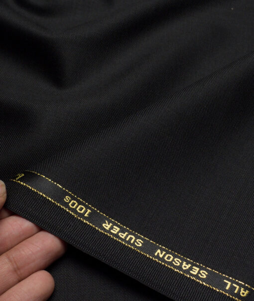 Reid & Taylor Super 100's Solids 40% Merino Wool Suiting Fabric (Jet Black)