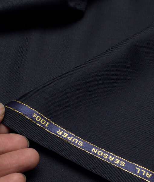 Reid & Taylor Super 100's Solids 40% Merino Wool Suiting Fabric (Dark Navy Blue)
