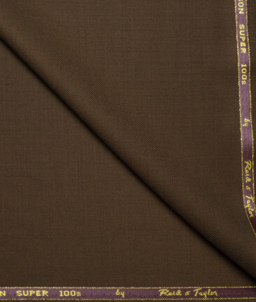Reid & Taylor Super 100's Solids 40% Merino Wool Suiting Fabric (Irish Coffee Brown)