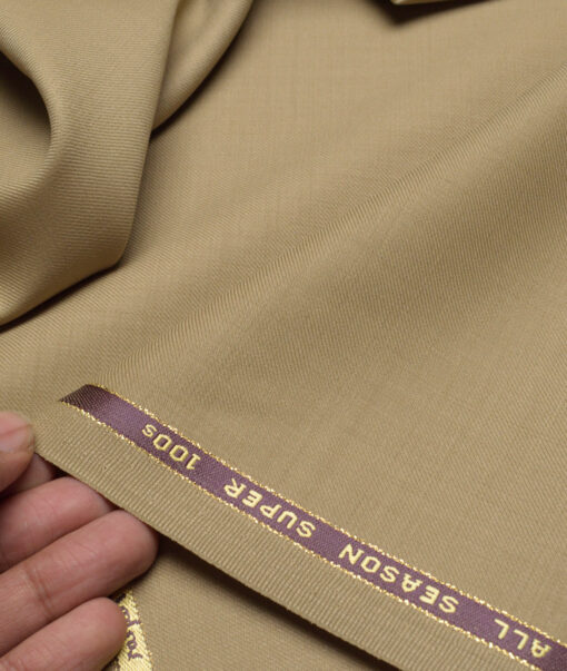 Reid & Taylor Super 100's Solids 40% Merino Wool Suiting Fabric (Khakhi)