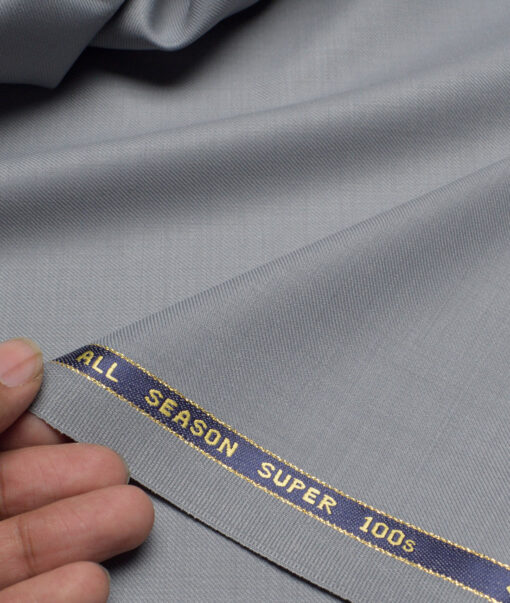 Reid & Taylor Super 100's Solids 40% Merino Wool Suiting Fabric (Silver Grey)