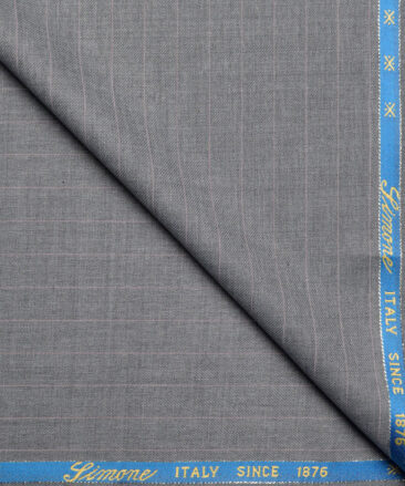Simone Federico & Figli Italy Super 110's Striped 20% Wool Suiting Fabric (Grey)