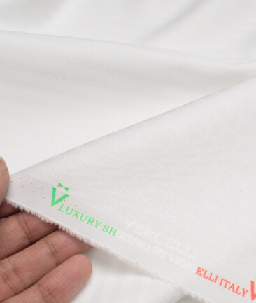 Vercelli Italy  Supima Cotton Striped Shirting Fabric (White)