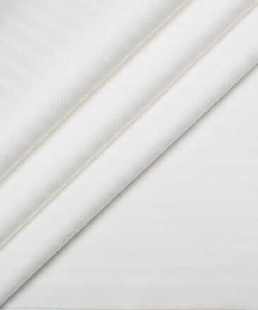 Vercelli Italy  Supima Cotton Striped Shirting Fabric (White)