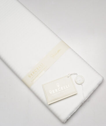 Vercelli Italy  Supima Cotton Striped Shirting Fabric (White)