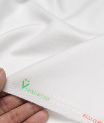 Vercelli Italy  Supima Cotton Self Design Shirting Fabric (White)