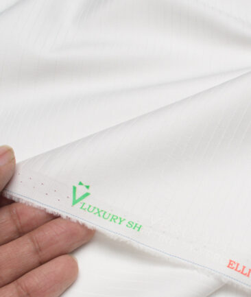 Vercelli Italy  Supima Cotton Striped Shirting Fabric (White)