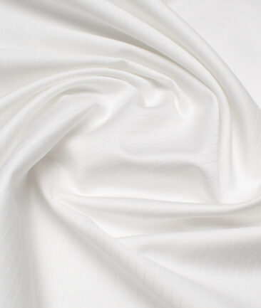 Vercelli Italy  Supima Cotton Striped Shirting Fabric (White)