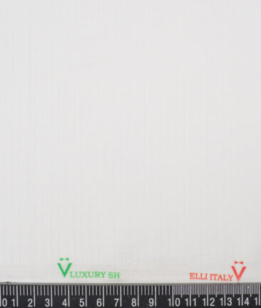 Vercelli Italy  Supima Cotton Striped Shirting Fabric (White)