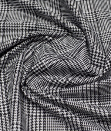 Vercelli Italy 2 Ply 100's Supima Cotton Checks Shirting Fabric (White & Black)