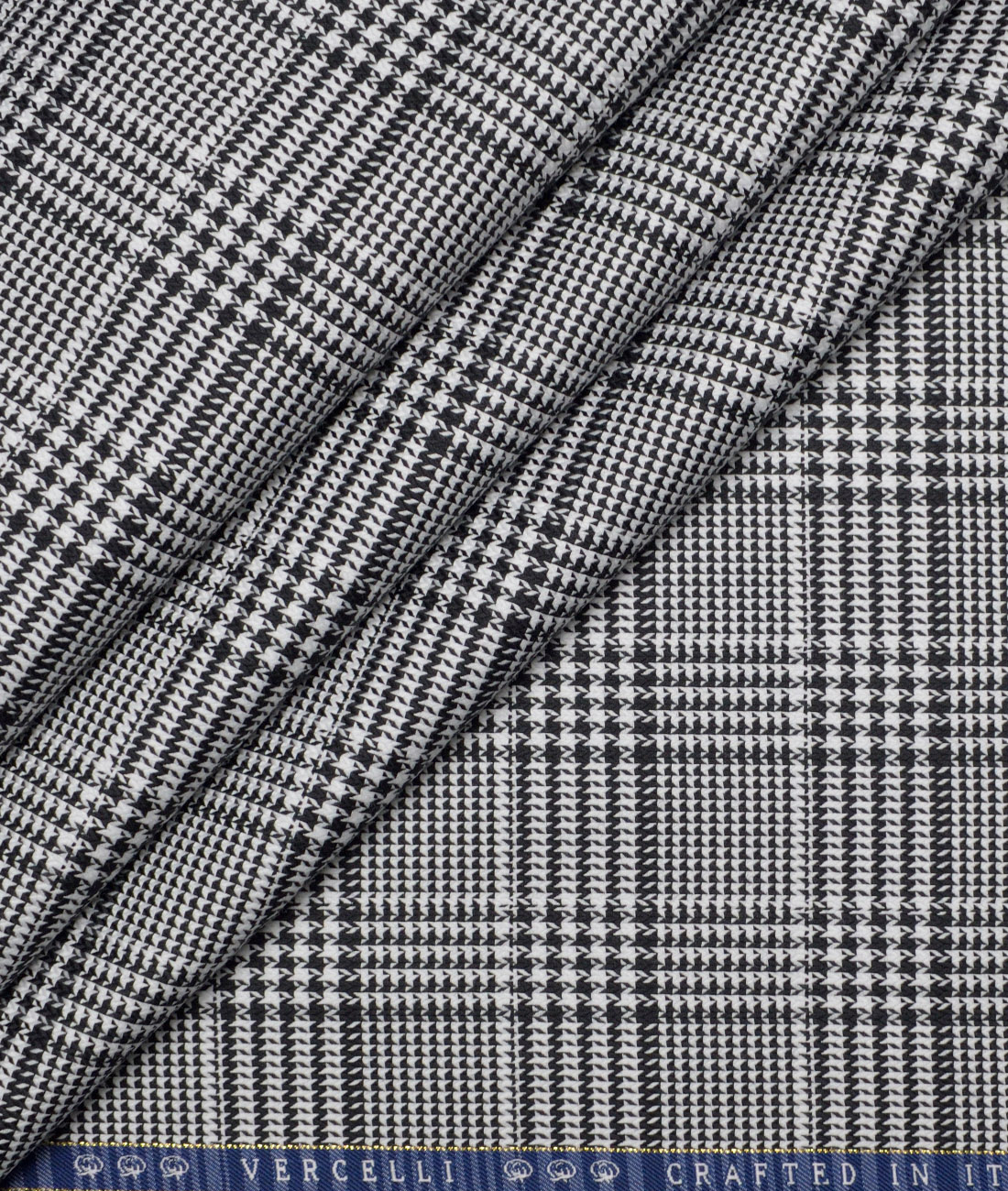 Vercelli Italy 2 Ply 100's Supima Cotton Checks Shirting Fabric (White & Black) Vercelli Italy 2 Ply 100's Supima Cotton Checks Shirting Fabric (White & Black)