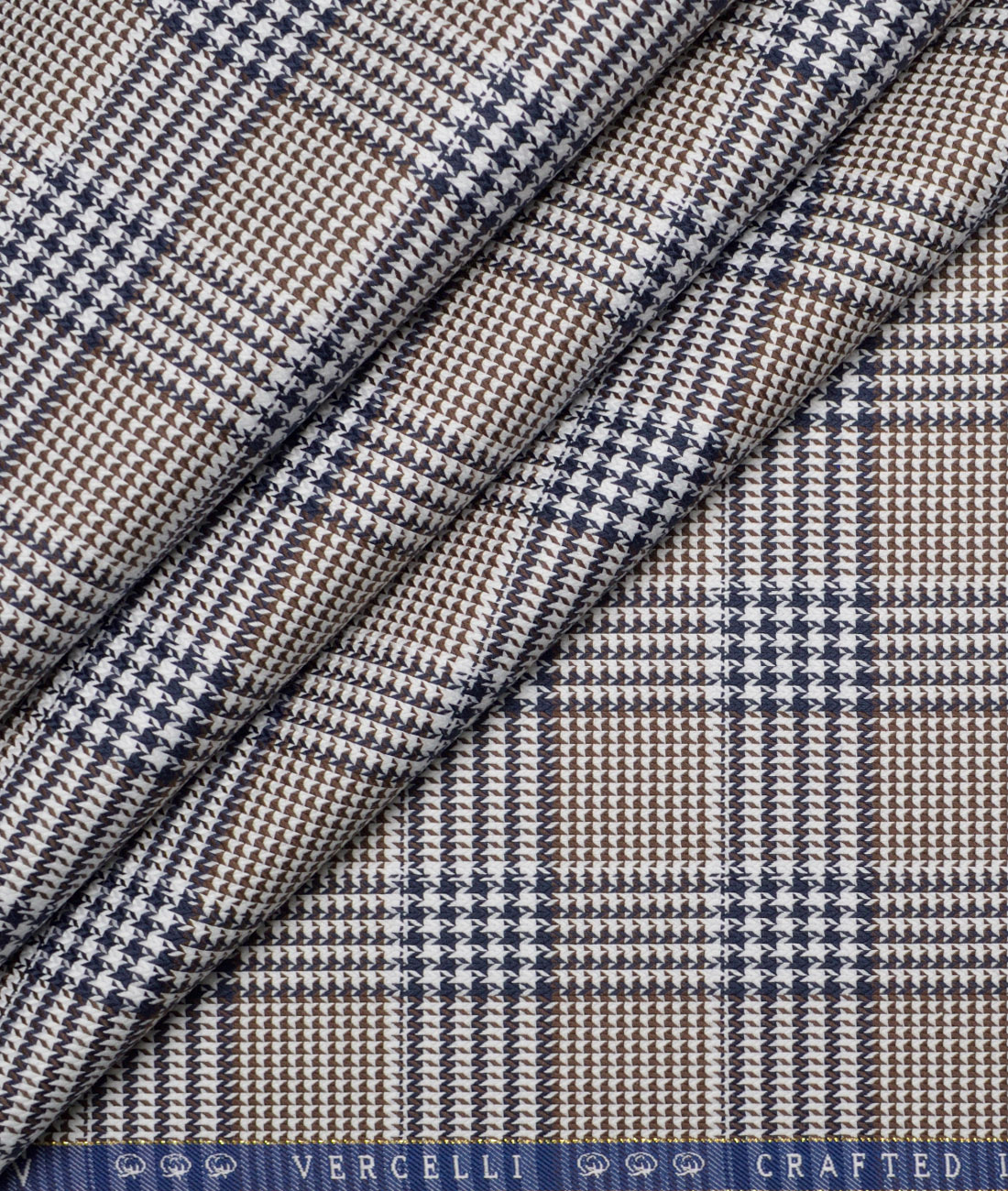 Vercelli Italy 2 Ply 100's Supima Cotton Checks Shirting Fabric (White & Brown) Vercelli Italy 2 Ply 100's Supima Cotton Checks Shirting Fabric (White & Brown)