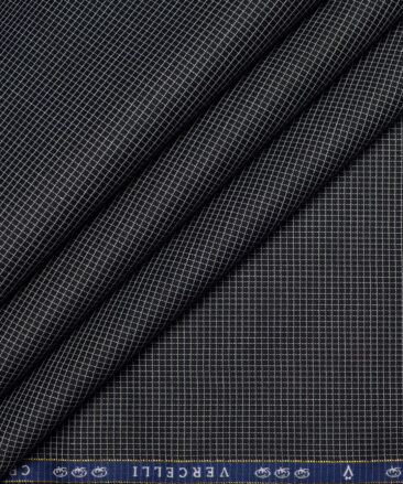Vercelli Italy 2 Ply 100's Supima Cotton Checks Shirting Fabric (Black & White)