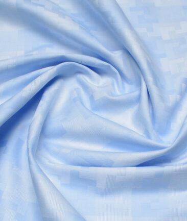 Vercelli Italy 2 Ply 100's Supima Cotton Self Design Shirting Fabric (Light Blue)
