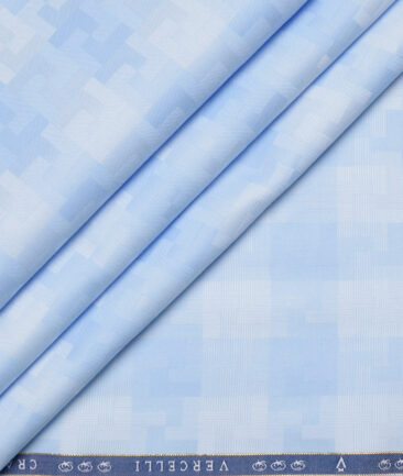 Vercelli Italy 2 Ply 100's Supima Cotton Self Design Shirting Fabric (Light Blue)