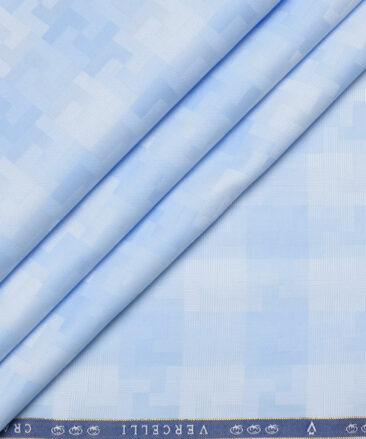 Vercelli Italy 2 Ply 100's Supima Cotton Self Design Shirting Fabric (Light Blue)