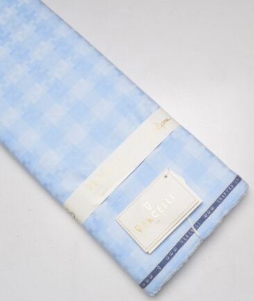 Vercelli Italy 2 Ply 100's Supima Cotton Self Design Shirting Fabric (Light Blue)