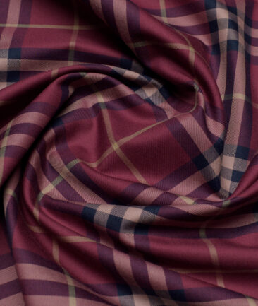 Vercelli Italy 2 Ply 100's Supima Cotton Checks Shirting Fabric (Maroon)
