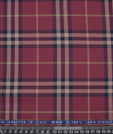 Vercelli Italy 2 Ply 100's Supima Cotton Checks Shirting Fabric (Maroon)