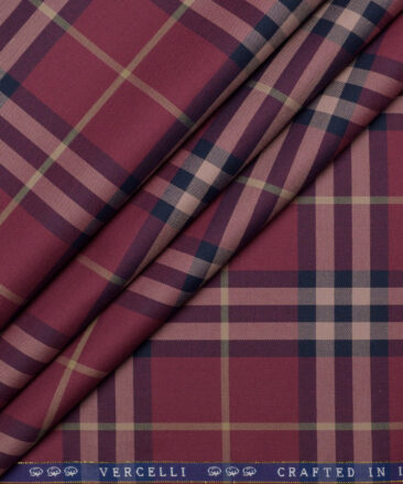 Vercelli Italy 2 Ply 100's Supima Cotton Checks Shirting Fabric (Maroon)