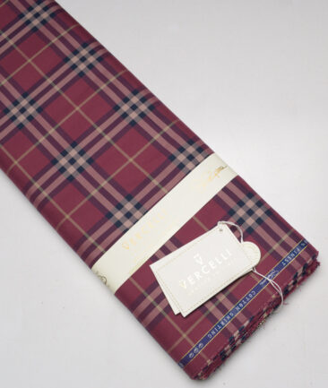 Vercelli Italy 2 Ply 100's Supima Cotton Checks Shirting Fabric (Maroon)