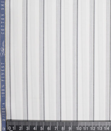 Vercelli Italy 2 Ply 100's Supima Cotton Striped Shirting Fabric (White & Black)