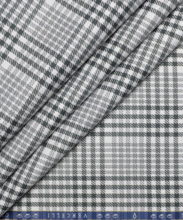 Vercelli Italy 2 Ply 100's Supima Cotton Checks Shirting Fabric (White and Green)