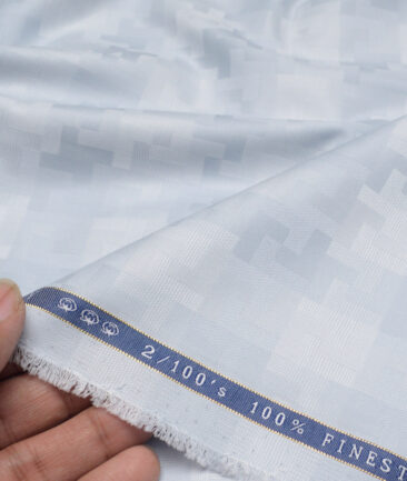Vercelli Italy 2 Ply 100's Supima Cotton Self Design Shirting Fabric (Grey)