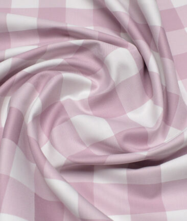 Vercelli Italy 2 Ply 100's Supima Cotton Checks Shirting Fabric (White and Light Mauve)