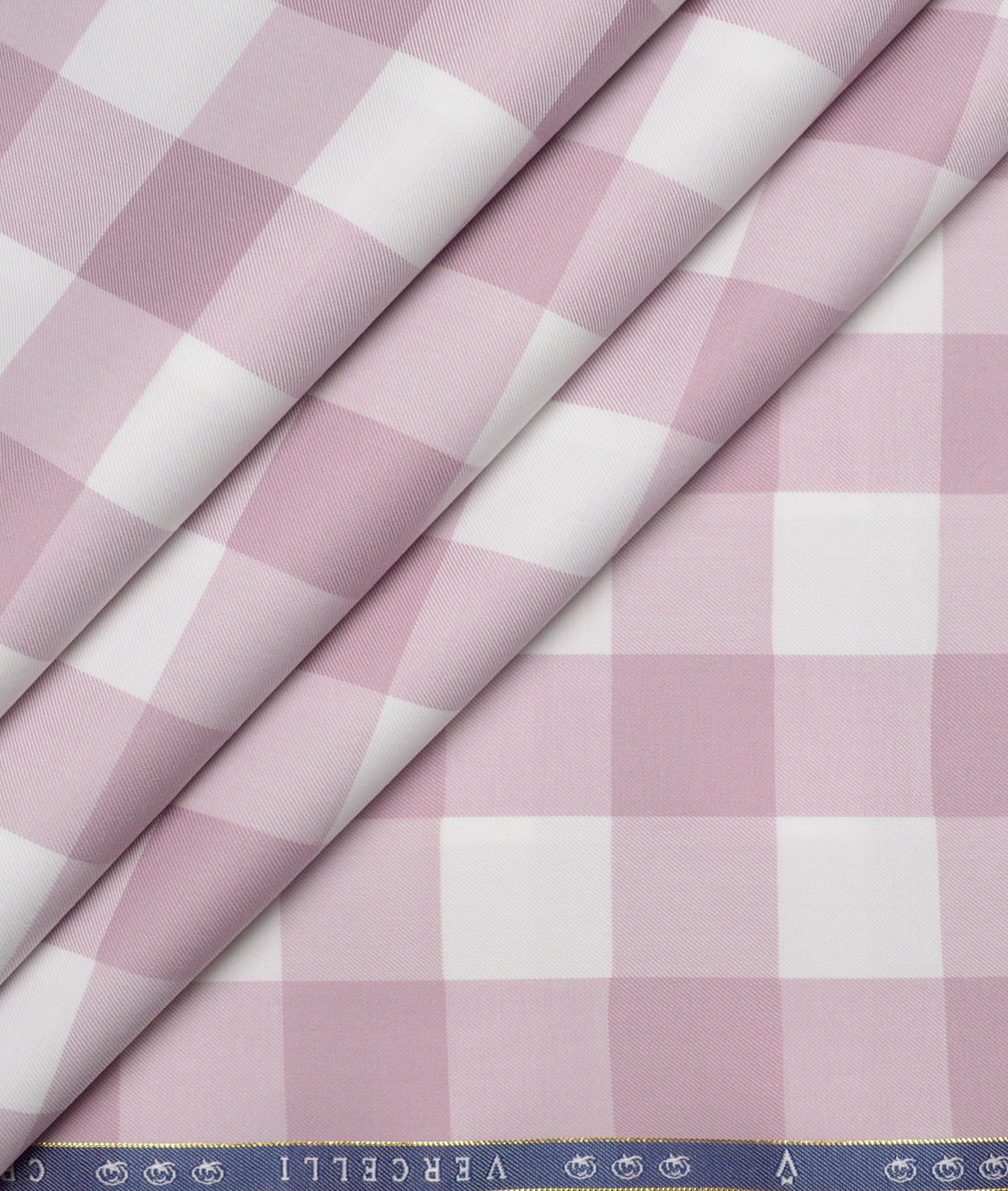 Vercelli Italy 2 Ply 100's Supima Cotton Checks Shirting Fabric (White and Light Mauve) Vercelli Italy 2 Ply 100's Supima Cotton Checks Shirting Fabric (White and Light Mauve)