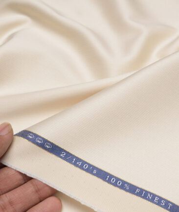 Vercelli Italy 2 Ply 140's Supima Cotton Striped Shirting Fabric (Beige)