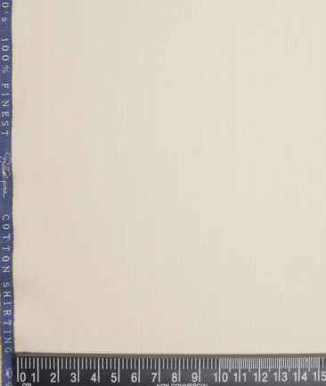 Vercelli Italy 2 Ply 140's Supima Cotton Striped Shirting Fabric (Beige)