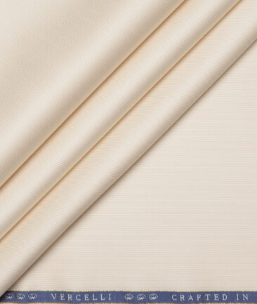 Vercelli Italy 2 Ply 140's Supima Cotton Striped Shirting Fabric (Beige)