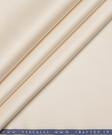 Vercelli Italy 2 Ply 140's Supima Cotton Striped Shirting Fabric (Beige)