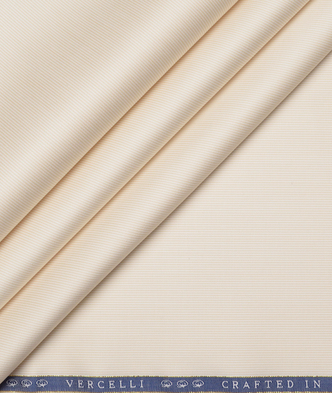 Vercelli Italy 2 Ply 140's Supima Cotton Striped Shirting Fabric (Beige) Vercelli Italy 2 Ply 140's Supima Cotton Striped Shirting Fabric (Beige)
