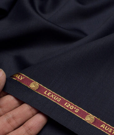 Vercelli Italy Super 120's Solids 50% Merino Wool Suiting Fabric (Dark Blue)