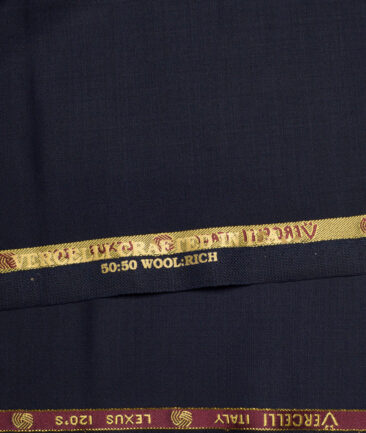 Vercelli Italy Super 120's Solids 50% Merino Wool Suiting Fabric (Dark Blue)
