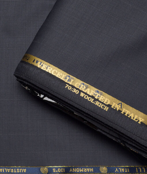 Vercelli Italy Super 130's Striped 70% Merino Wool Suiting Fabric (Dark Smoke Grey)