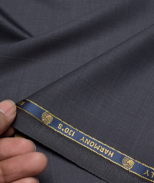 Vercelli Italy Super 130's Striped 70% Merino Wool Suiting Fabric (Dark Smoke Grey)