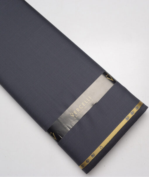 Vercelli Italy Super 130's Striped 70% Merino Wool Suiting Fabric (Dark Smoke Grey)