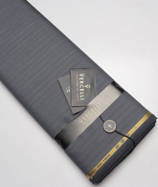Vercelli Italy Super 130's Striped 70% Merino Wool Suiting Fabric (Grey)