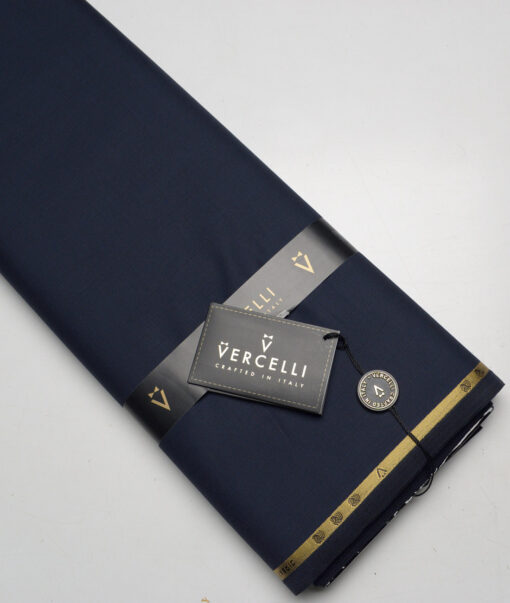 Vercelli Italy Super 160's Checks 50% Merino Wool Suiting Fabric (Dark Blue)