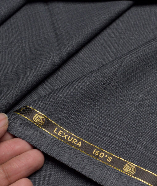Vercelli Italy Super 160's Checks 50% Merino Wool Suiting Fabric (Dark Grey)