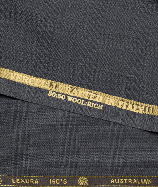 Vercelli Italy Super 160's Checks 50% Merino Wool Suiting Fabric (Dark Grey)