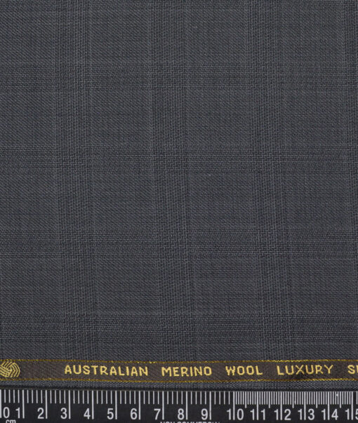Vercelli Italy Super 160's Checks 50% Merino Wool Suiting Fabric (Dark Grey)