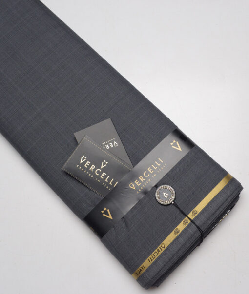 Vercelli Italy Super 160's Checks 50% Merino Wool Suiting Fabric (Dark Grey)
