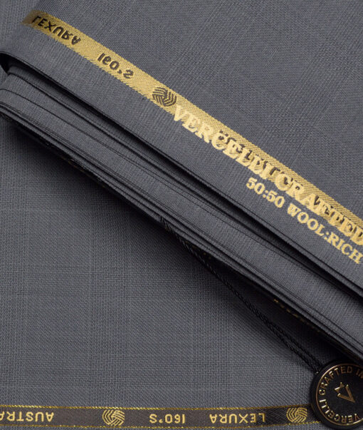 Vercelli Italy Super 160's Checks 50% Merino Wool Suiting Fabric (Grey)